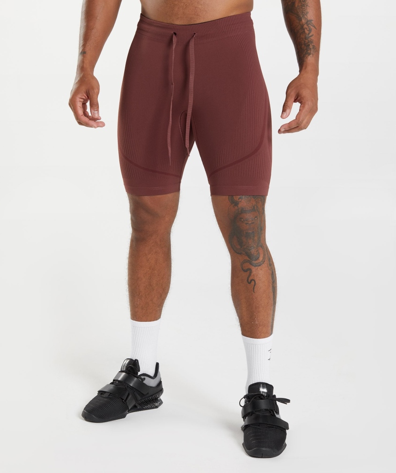 Gymshark 315 χωρίς ραφές 1/2 σορτς Cherry Brown-athletic Maroon