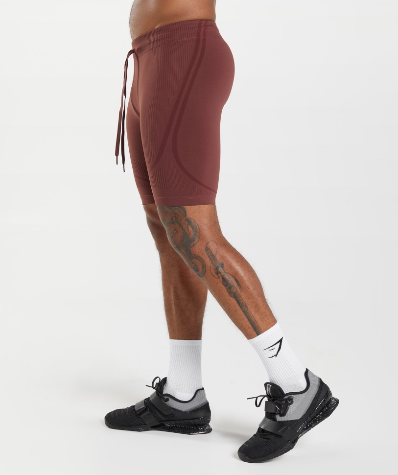 Gymshark 315 χωρίς ραφές 1/2 σορτς Cherry Brown-athletic Maroon