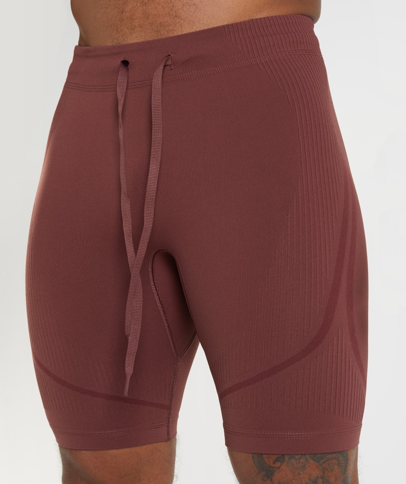 Gymshark 315 χωρίς ραφές 1/2 σορτς Cherry Brown-athletic Maroon