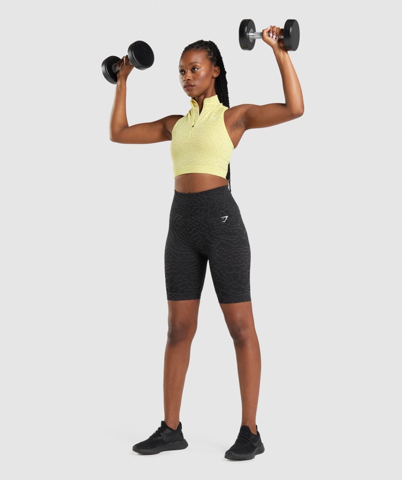 Gymshark προσαρμόζει ζώο χωρίς ραφή σορτς ποδηλασίας υβριδικό-μαύρο