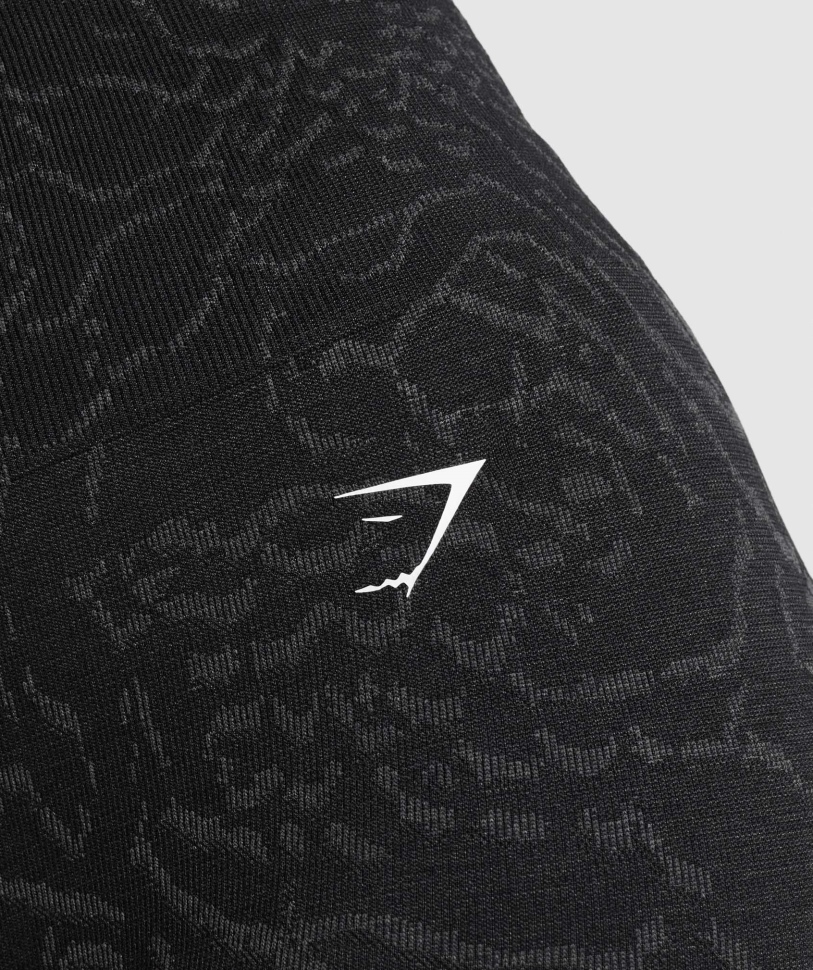 Gymshark προσαρμόζει ζώο χωρίς ραφή σορτς ποδηλασίας υβριδικό-μαύρο