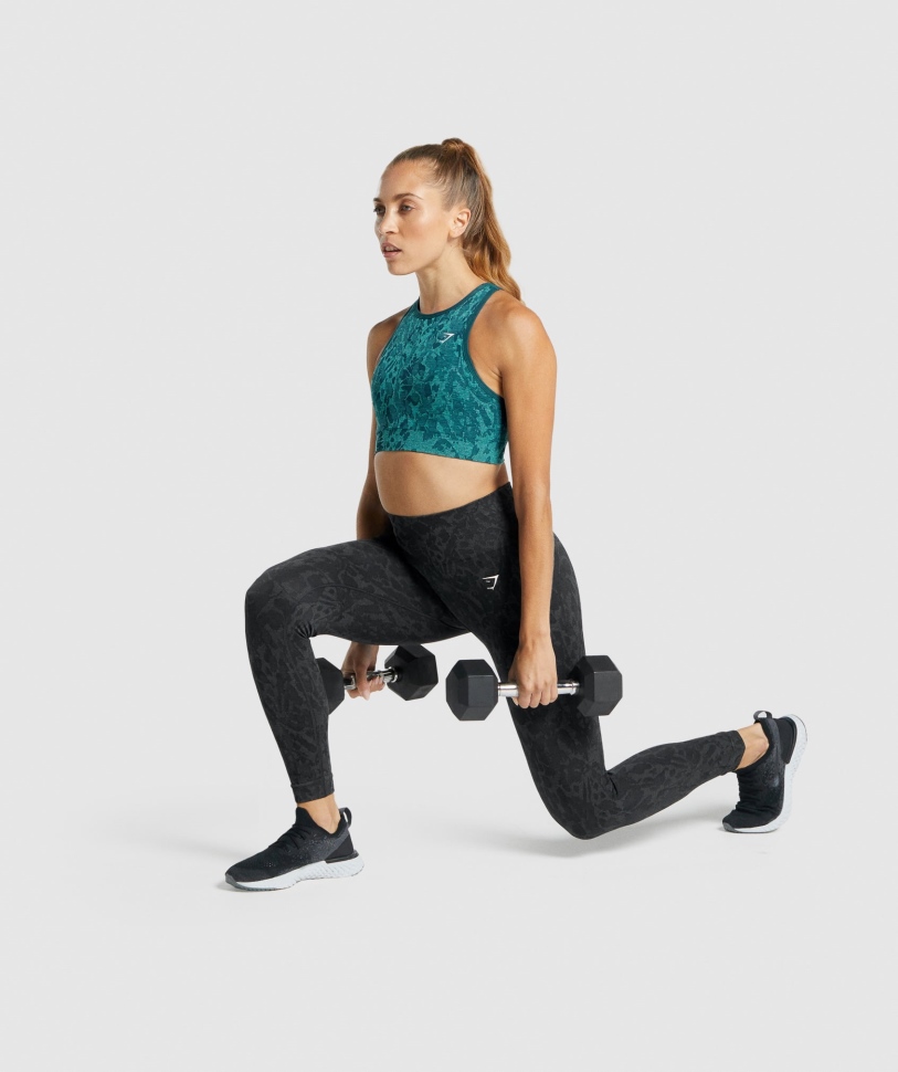 Gymshark προσαρμόζει ζώο χωρίς ραφή κολάν πεταλούδα-μαύρο