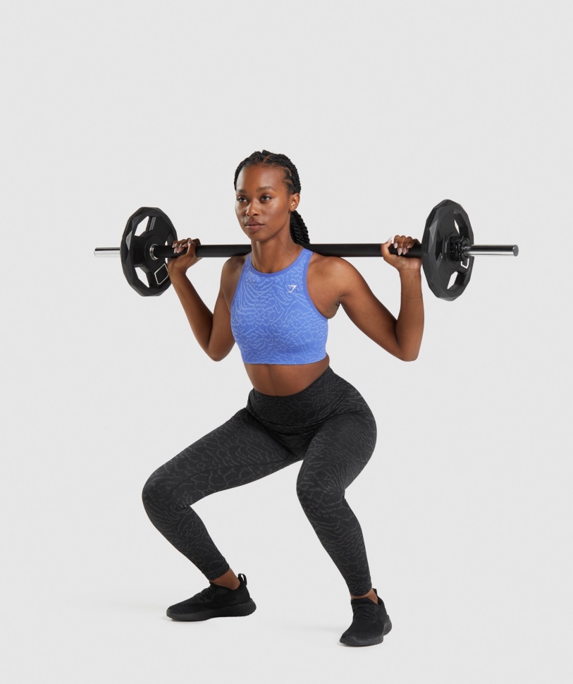 Gymshark προσαρμόζει ζωικό άνευ ραφής αθλητικό σουτιέν μπλε υβριδικό-γήπεδο