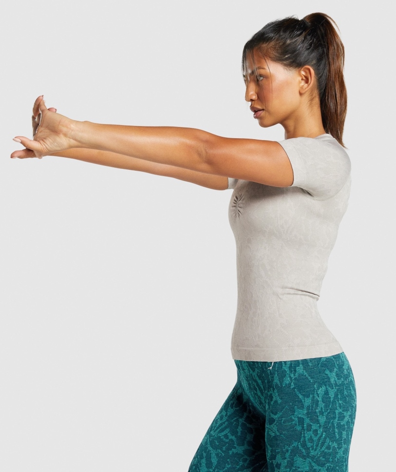 Gymshark προσαρμογή ζώο χωρίς ραφή μπλουζάκι πεταλούδα-γκρι