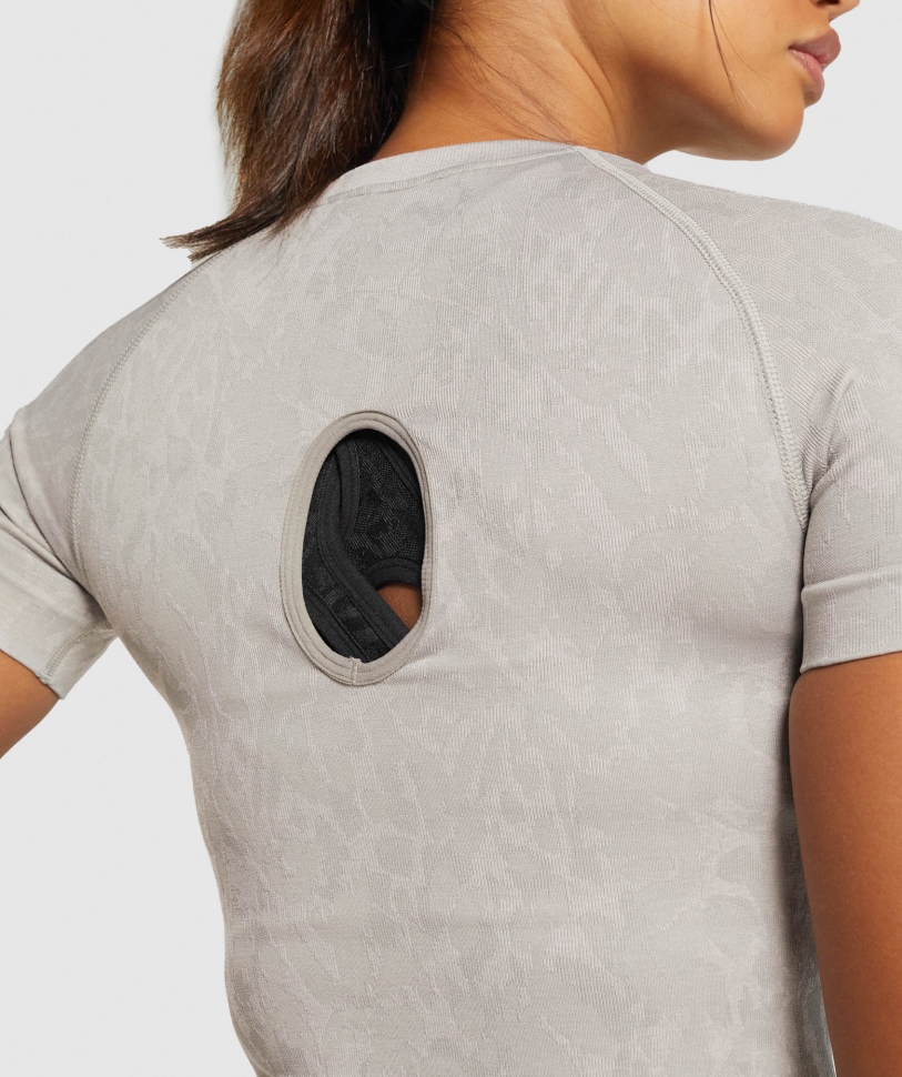 Gymshark προσαρμογή ζώο χωρίς ραφή μπλουζάκι πεταλούδα-γκρι