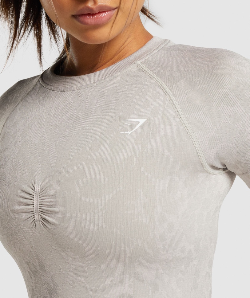 Gymshark προσαρμογή ζώο χωρίς ραφή μπλουζάκι πεταλούδα-γκρι