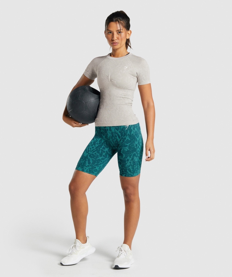 Gymshark προσαρμογή ζώο χωρίς ραφή μπλουζάκι πεταλούδα-γκρι