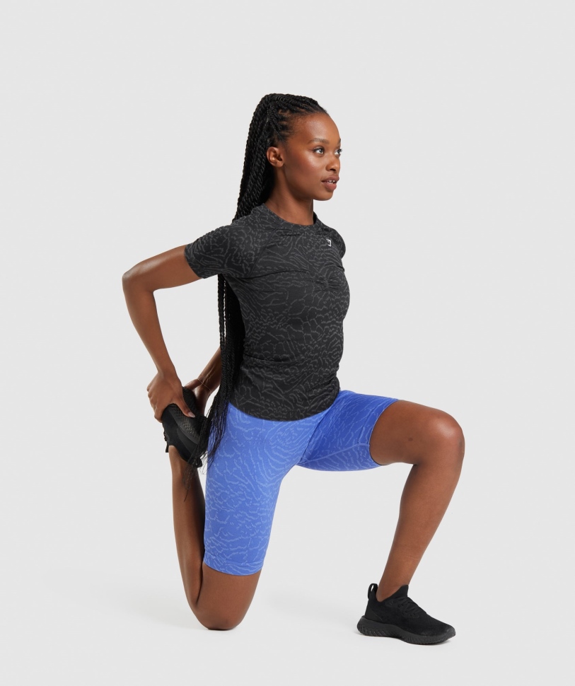 Gymshark προσαρμογή ζώου χωρίς ραφή μπλουζάκι υβριδικό-μαύρο
