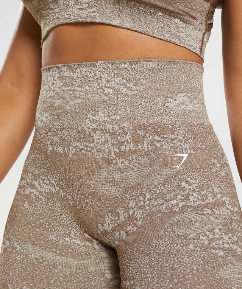 Gymshark προσαρμογή Camo χωρίς ραφή κολάν λάβα-βότσαλο γκρι-ψυχή καφέ