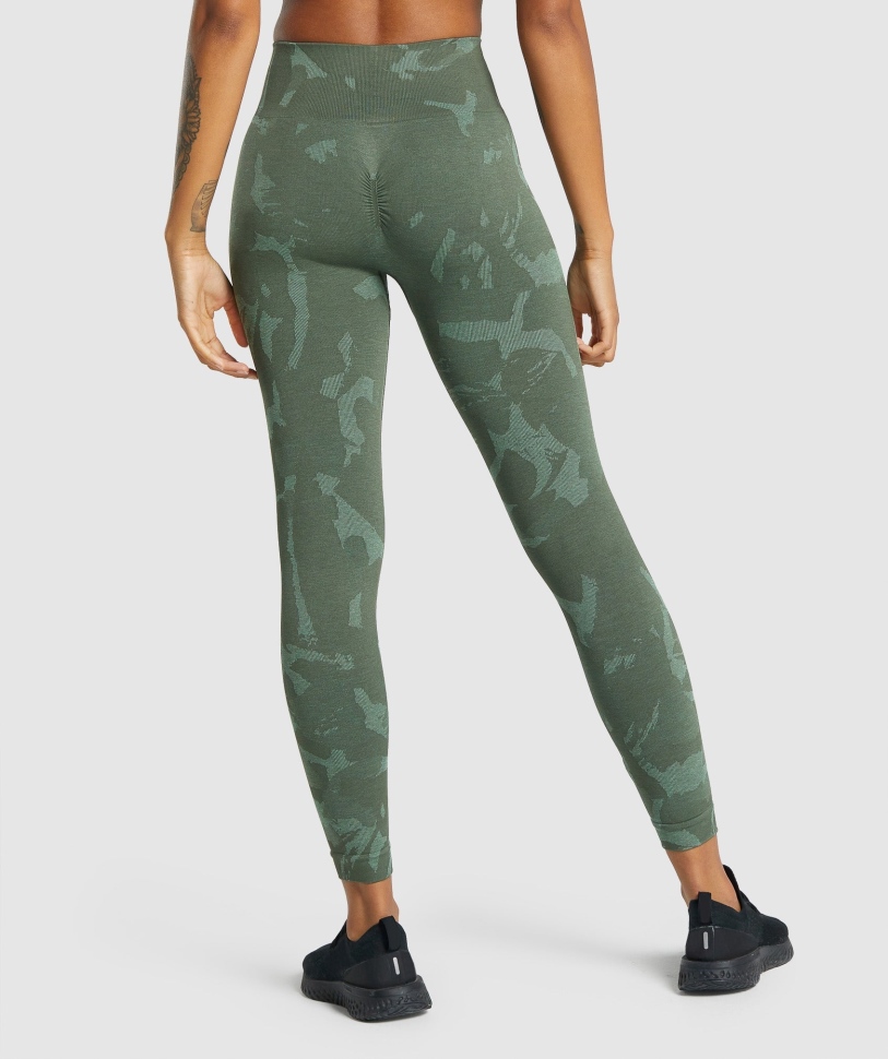 Gymshark προσαρμογή Camo χωρίς ραφή κολάν Savanna-green