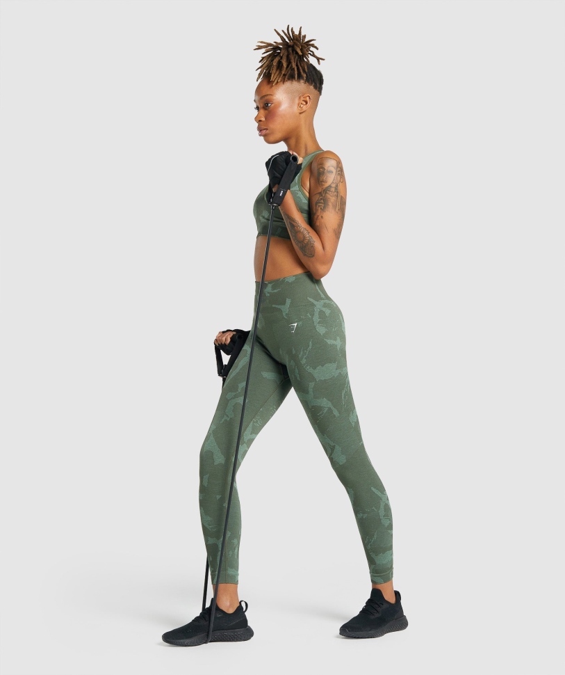Gymshark προσαρμογή Camo χωρίς ραφή κολάν Savanna-green