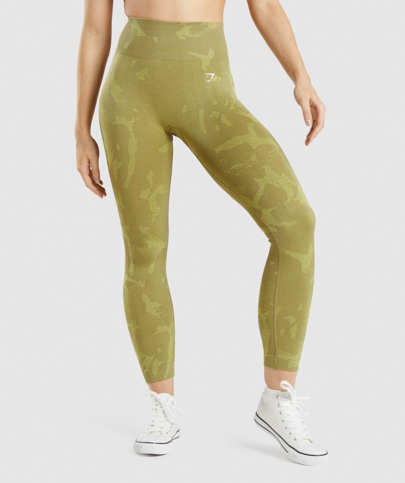 Gymshark προσαρμογή Camo χωρίς ραφή κολάν Savanna-griffin Green