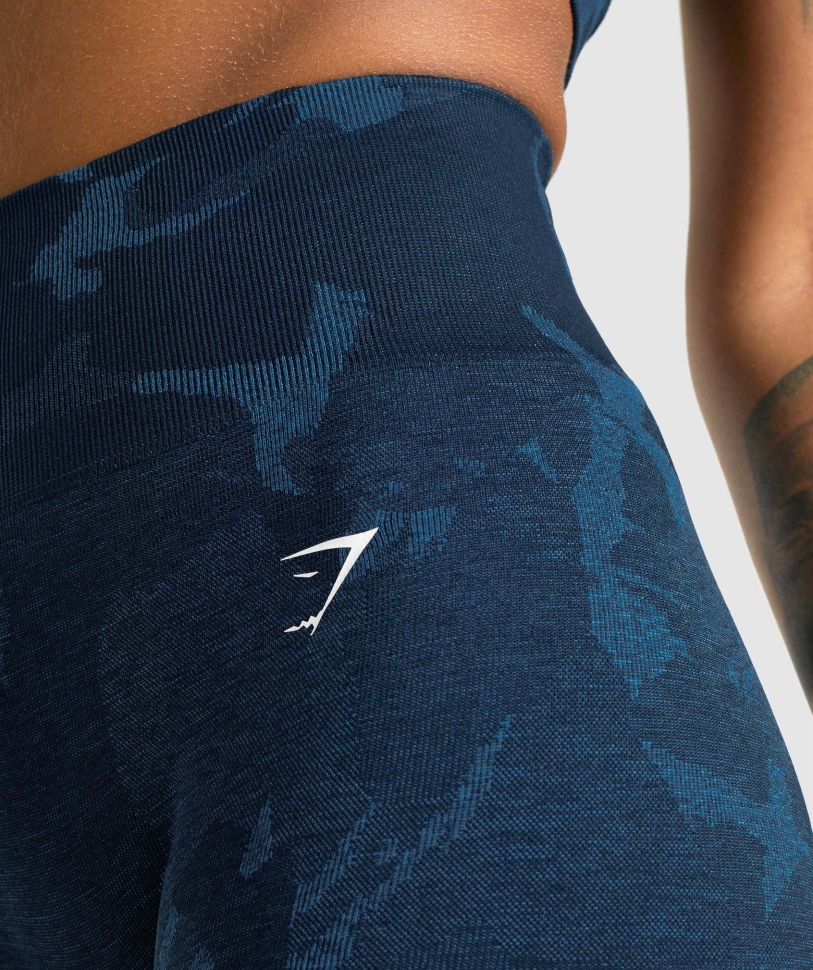 Gymshark προσαρμογή Camo χωρίς ραφή κολάν Savanna-navy