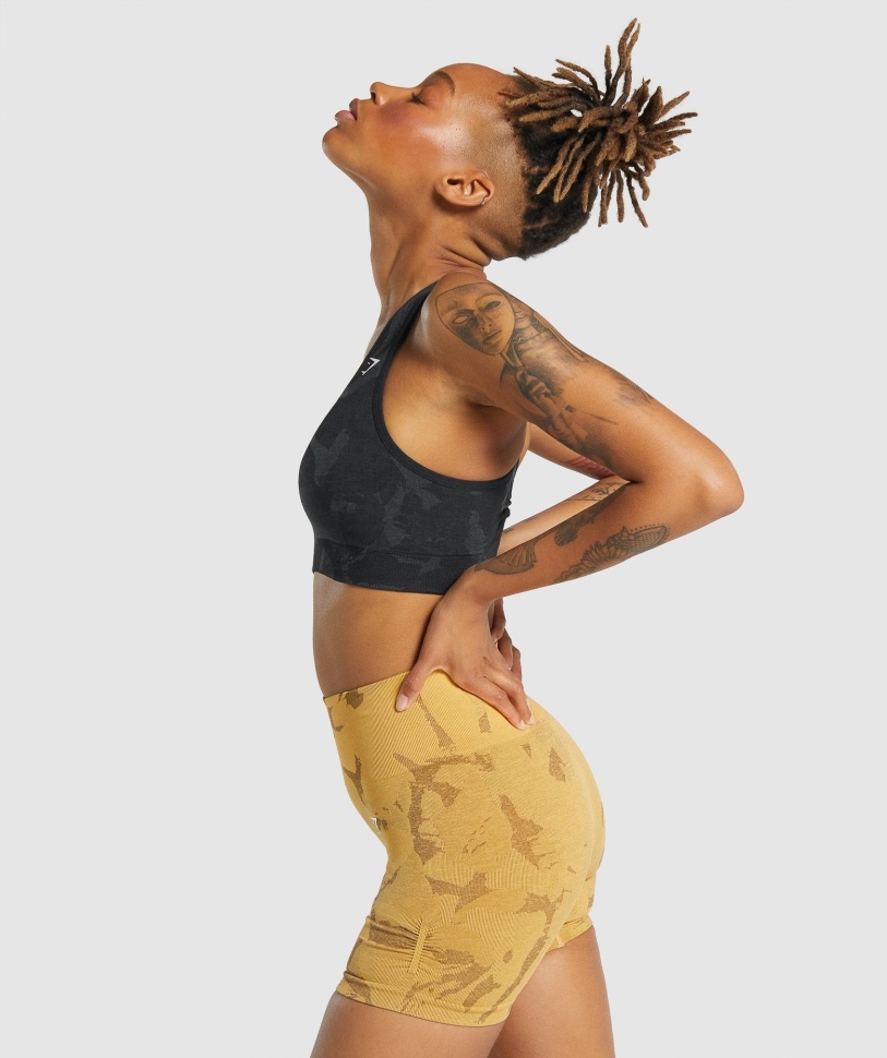 Gymshark προσαρμογή Camo απρόσκοπτη Racer πίσω αθλητικό σουτιέν Savanna-μαύρο
