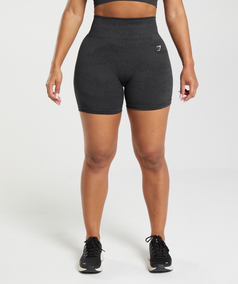 Gymshark προσαρμογή Camo χωρίς ραφή σορτς λάβα-μαύρο-όνυχα γκρι