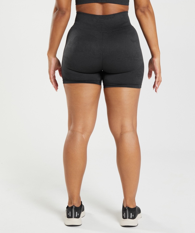 Gymshark προσαρμογή Camo χωρίς ραφή σορτς λάβα-μαύρο-όνυχα γκρι