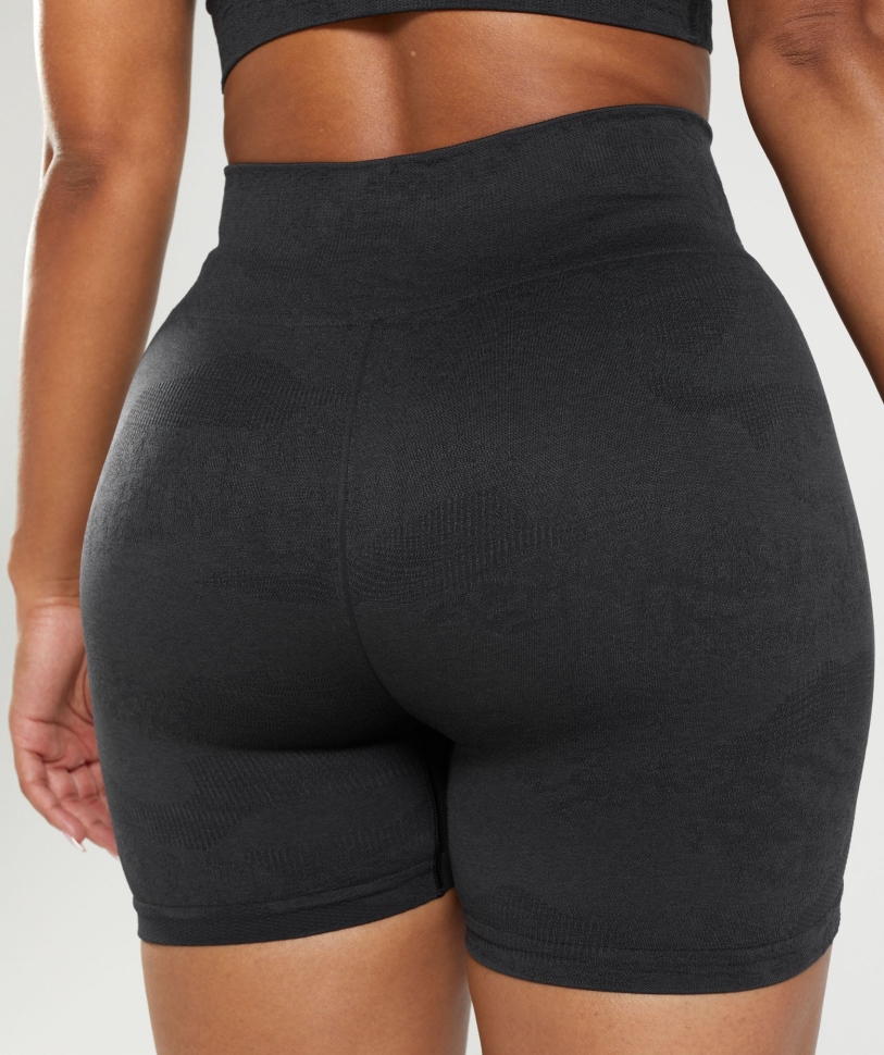 Gymshark προσαρμογή Camo χωρίς ραφή σορτς λάβα-μαύρο-όνυχα γκρι