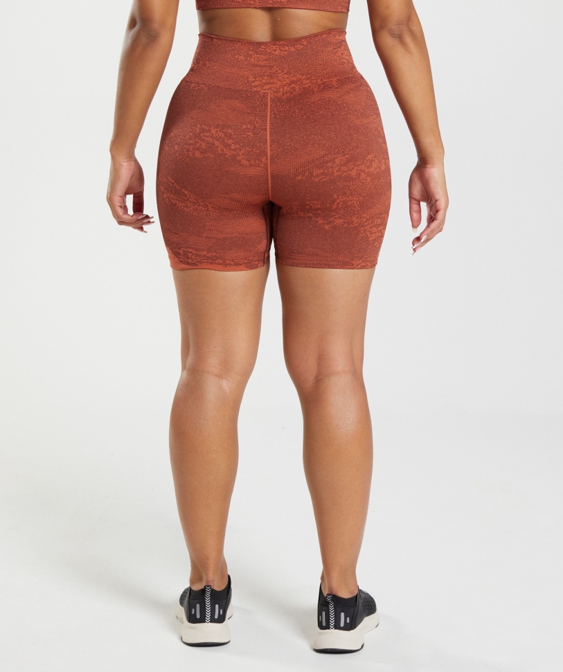 Gymshark προσαρμογή Camo χωρίς ραφή σορτς λάβα-καταιγίδα κόκκινο-καφέ καφέ