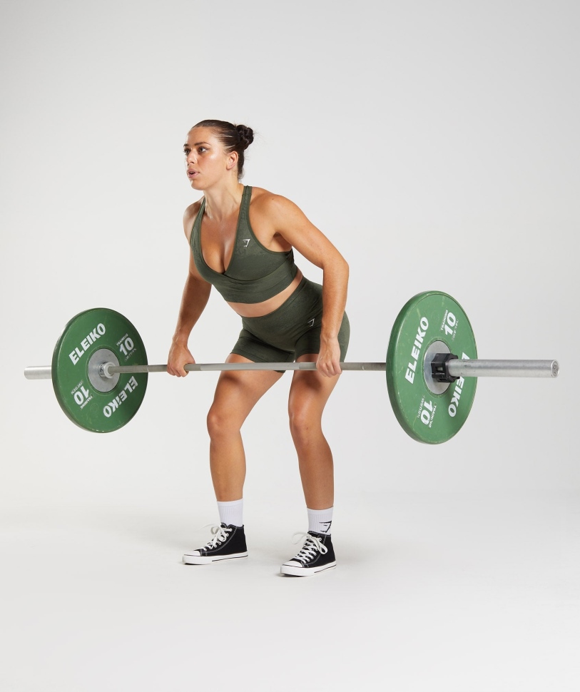 Gymshark προσαρμογή Camo απρόσκοπτη αθλητικό σουτιέν λάβα-βρύα ελιάς πυρήνα ελιάς