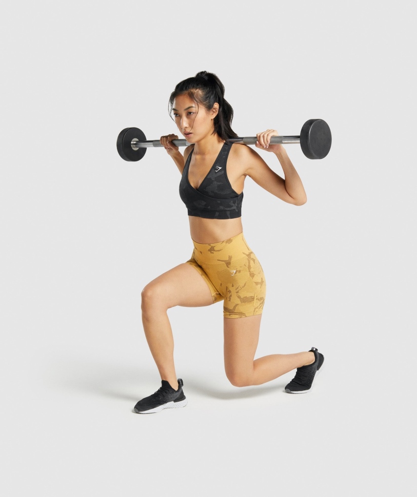 Gymshark προσαρμογή Camo απρόσκοπτη αθλητικό σουτιέν Savanna-μαύρο