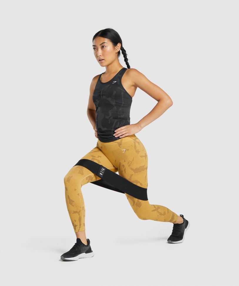 Gymshark προσαρμογή Camo απρόσκοπτη δεξαμενή Savanna-μαύρο