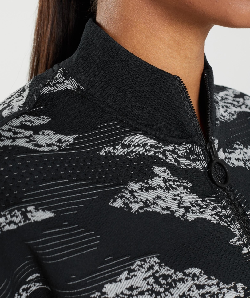 Gymshark προσαρμογή Camo χωρίς ραφή σακάκι διαδρομής λάβα-μαύρο-ανοιχτό γκρι