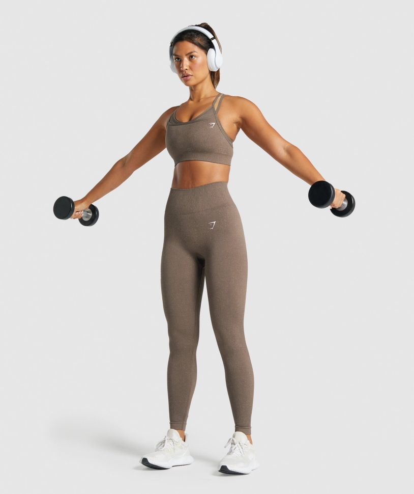 Gymshark Adapt Fleck άνευ ραφής αθλητικό σουτιέν σε καφέ ορυκτό