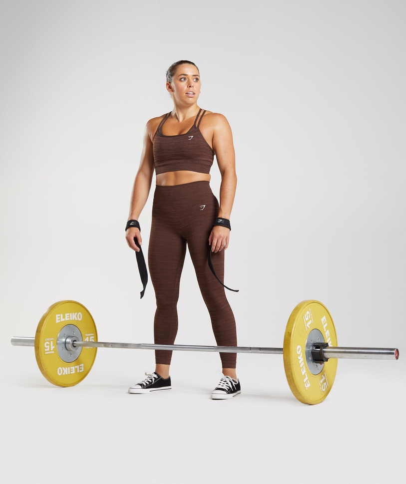 Gymshark προσαρμογή Marl χωρίς ραφή κολάν Vlt-αρχείο καφέ-καφέ