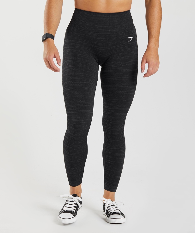 Gymshark προσαρμογή Marl χωρίς ραφή κολάν Vlt-μαύρο-smokey γκρι