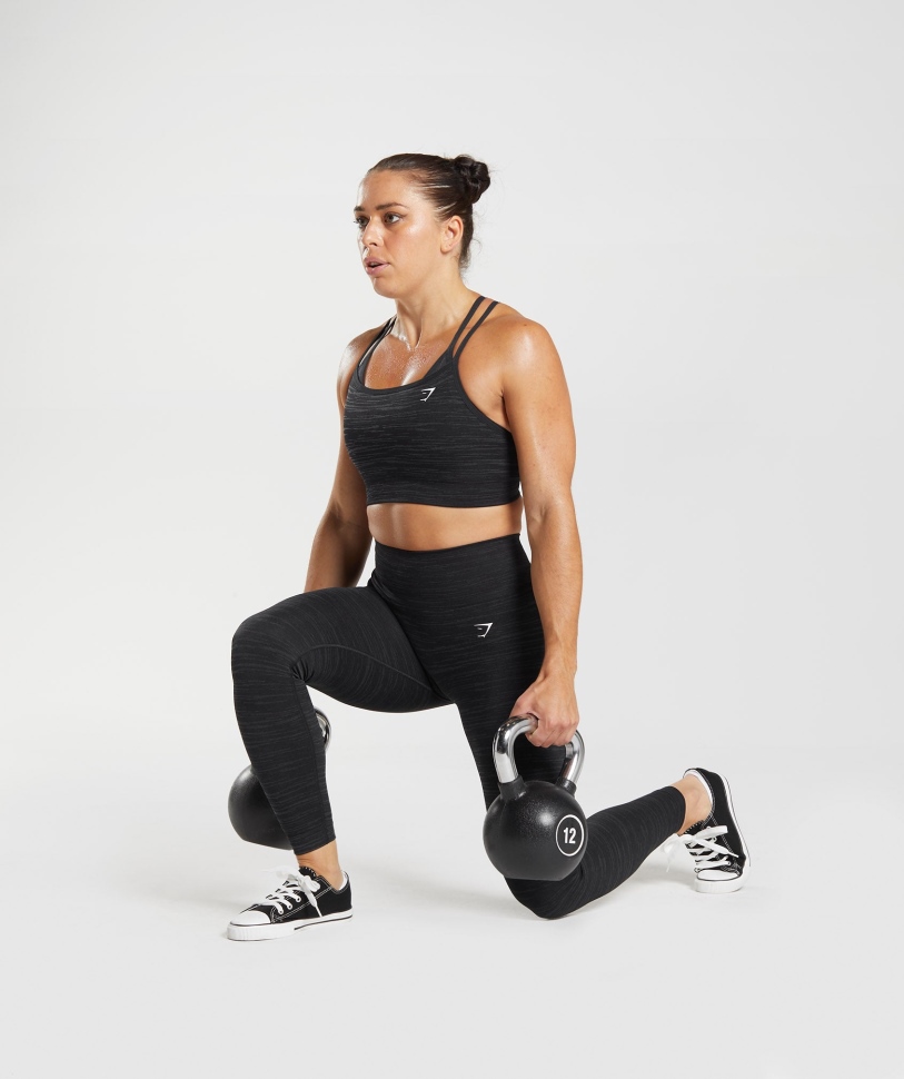 Gymshark προσαρμογή Marl χωρίς ραφή κολάν Vlt-μαύρο-smokey γκρι