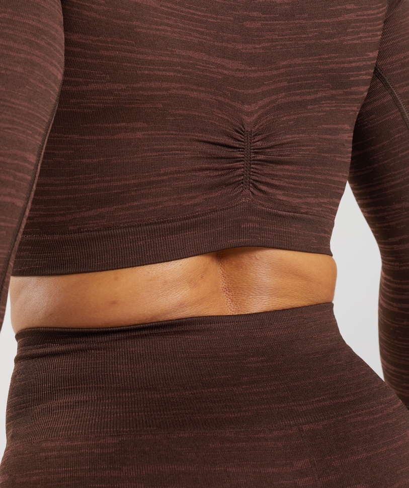 Gymshark Adapt Marl χωρίς ραφή μακρυμάνικο Crop Top Vlt-archive καφέ-καφέ