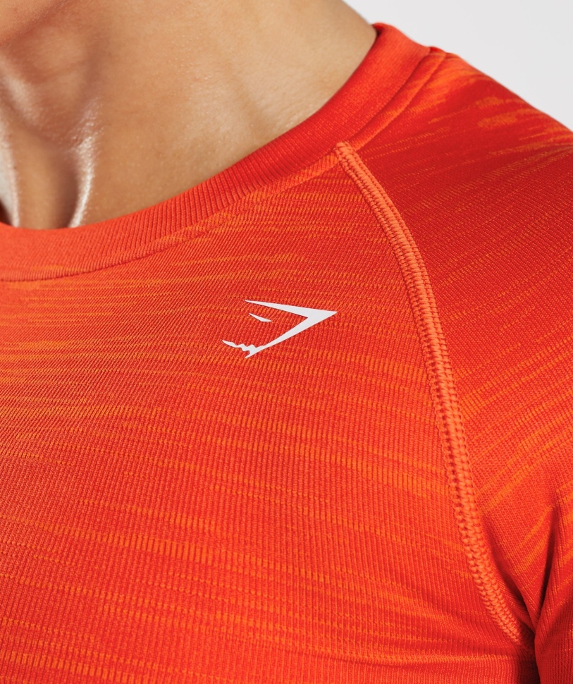 Gymshark Adapt Marl χωρίς ραφές μακρυμάνικο Crop Top Vlt-πιπεριά κόκκινο-ζεστό πορτοκάλι