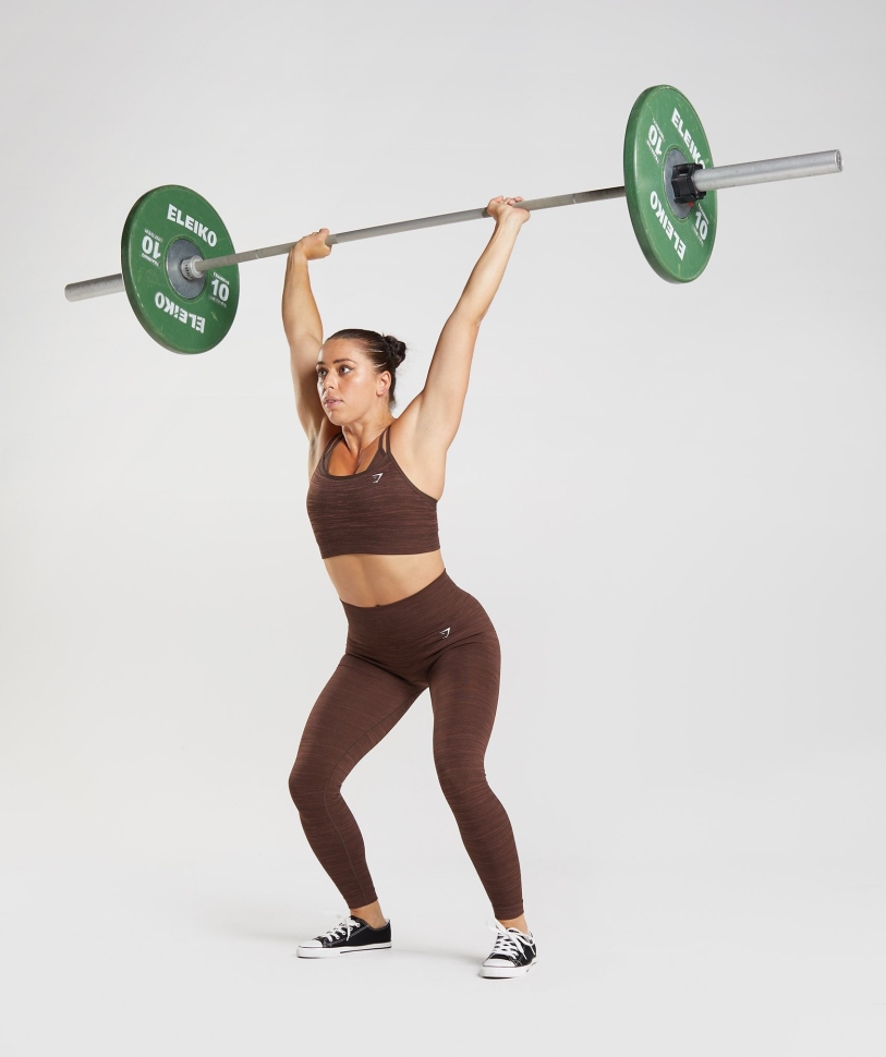 Gymshark προσαρμογή Marl χωρίς ραφή αθλητικό σουτιέν Vlt-αρχείο καφέ-καφέ