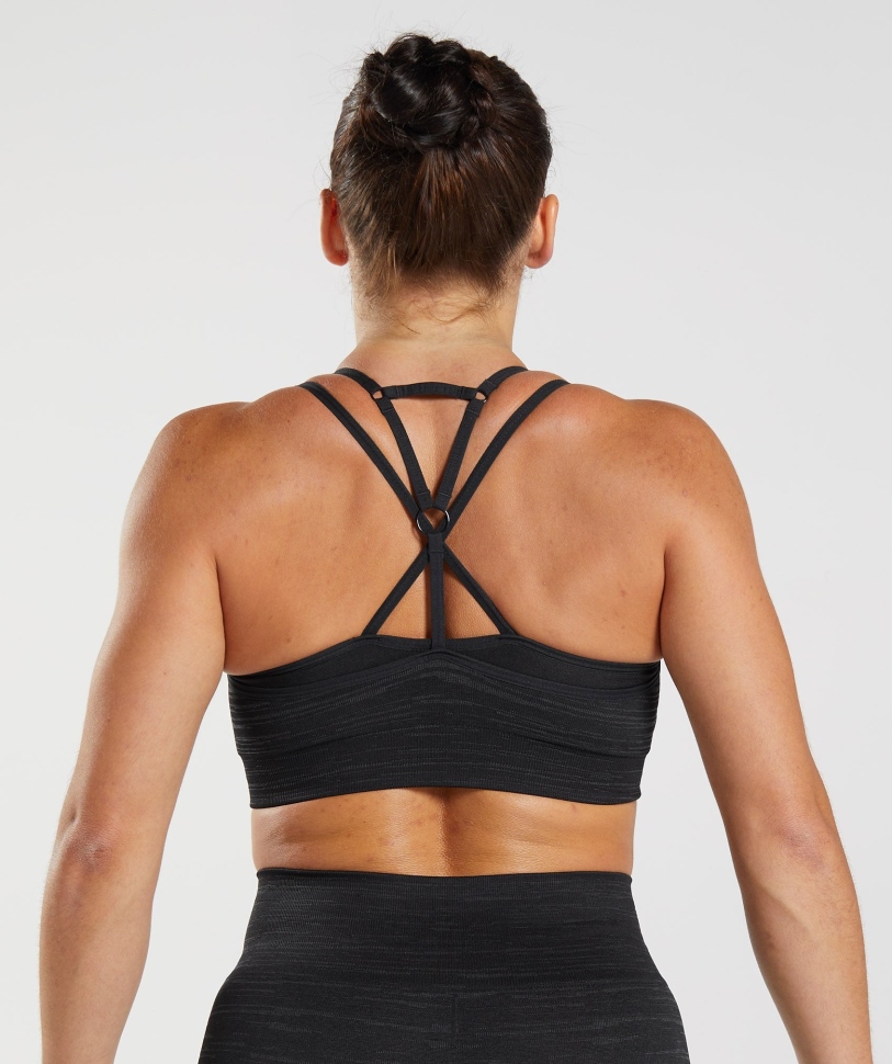 Gymshark Adapt Marl χωρίς ραφή αθλητικό σουτιέν Vlt-μαύρο-smokey γκρι