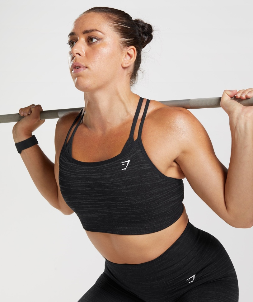 Gymshark Adapt Marl χωρίς ραφή αθλητικό σουτιέν Vlt-μαύρο-smokey γκρι