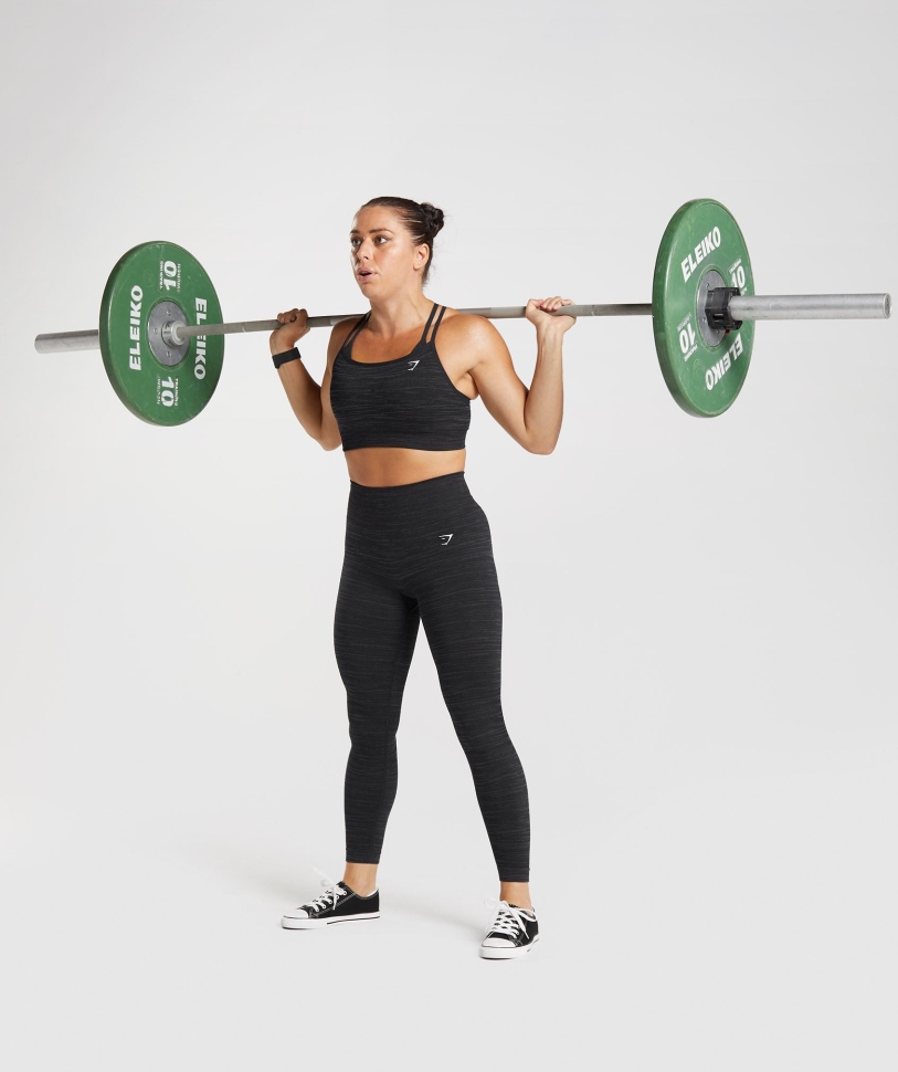 Gymshark Adapt Marl χωρίς ραφή αθλητικό σουτιέν Vlt-μαύρο-smokey γκρι