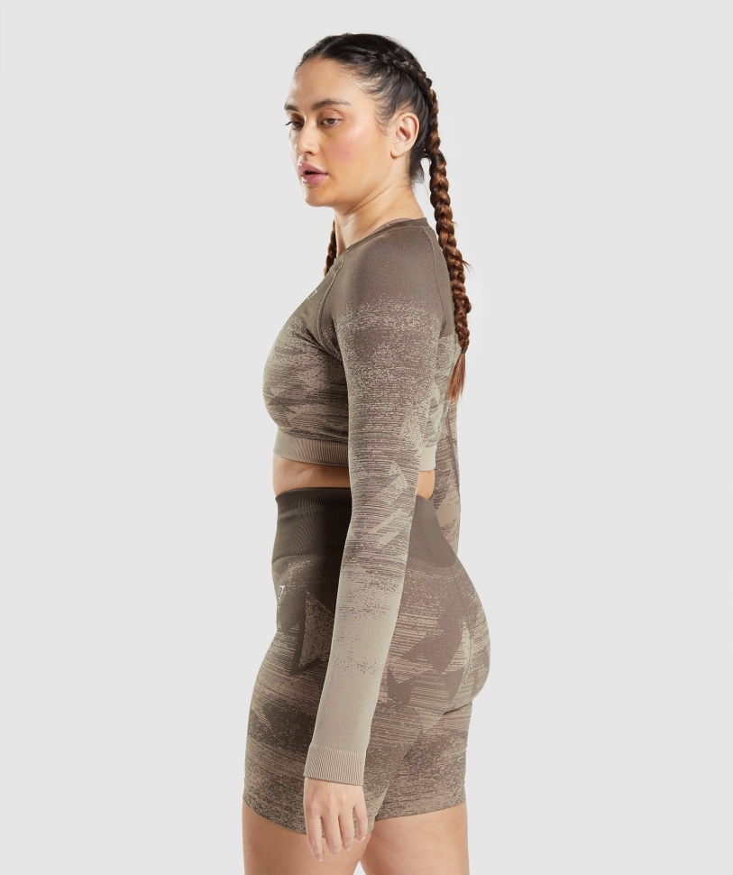 Gymshark προσαρμογή Ombre Crop Top τρίγωνο-καφέ