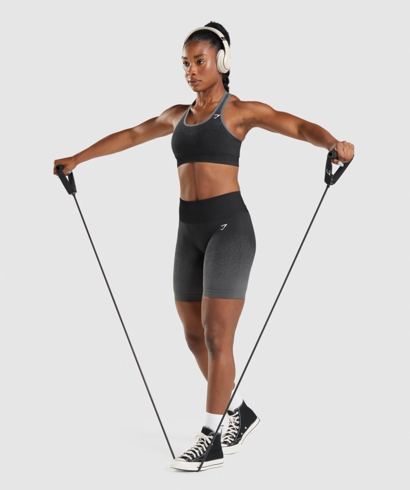 Gymshark προσαρμογή Ombre άνευ ραφής σορτς ποδηλασίας μαύρο-γκρι