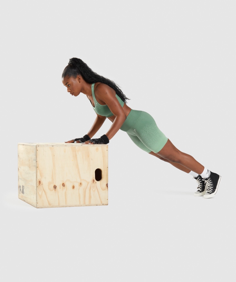 Gymshark προσαρμογή Ombre άνευ ραφής σορτς ποδηλασίας πράσινο-ανοιχτό πράσινο