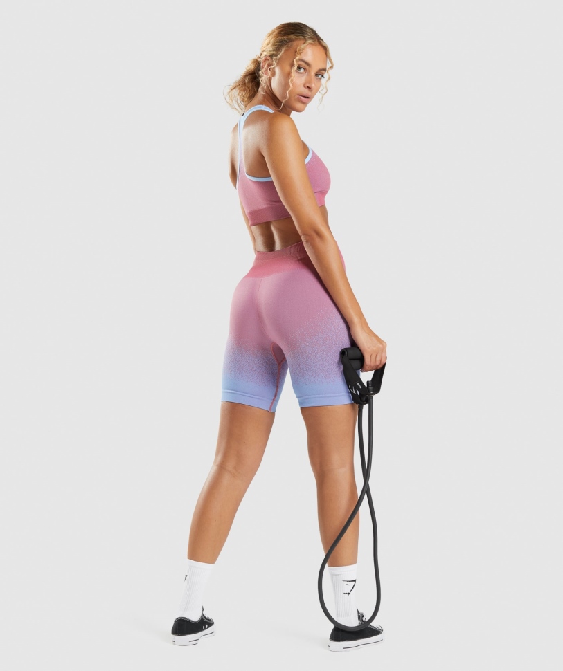 Gymshark προσαρμογή Ombre άνευ ραφής σορτς ποδηλασίας ροζ-γαλάζιο