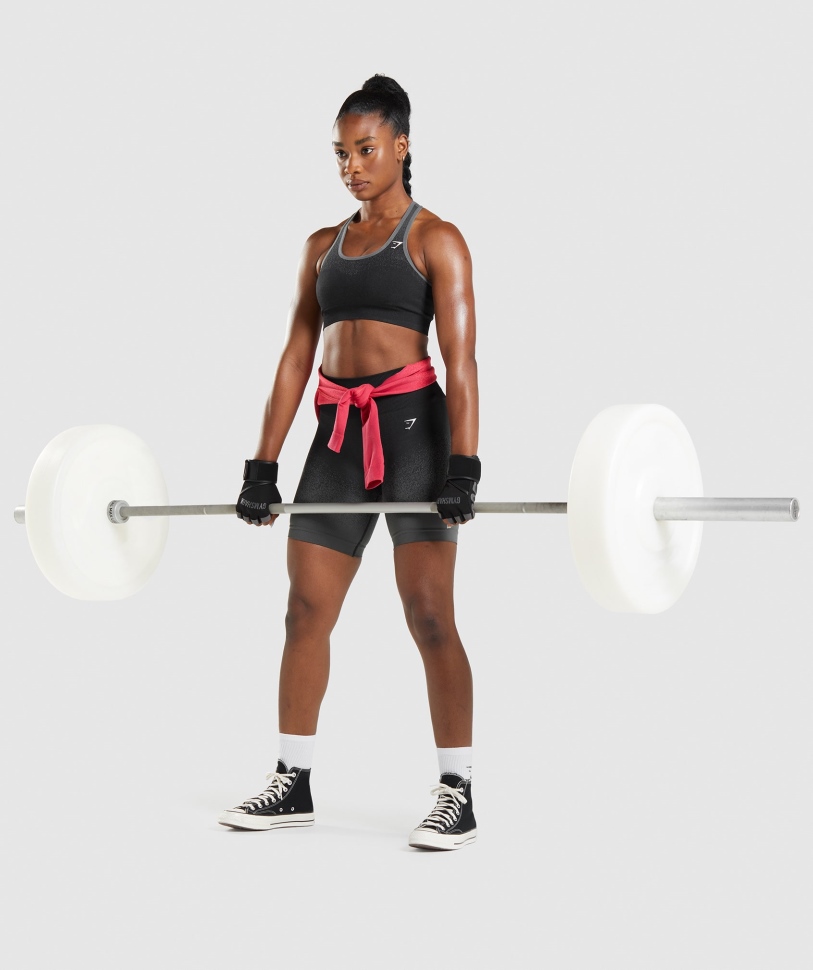 Gymshark προσαρμογή Ombre χωρίς ραφή αθλητικό σουτιέν μαύρο-γκρι