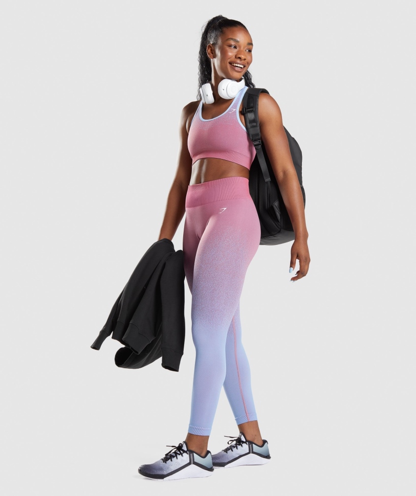 Gymshark προσαρμογή Ombre χωρίς ραφή αθλητικό σουτιέν ροζ-γαλάζιο