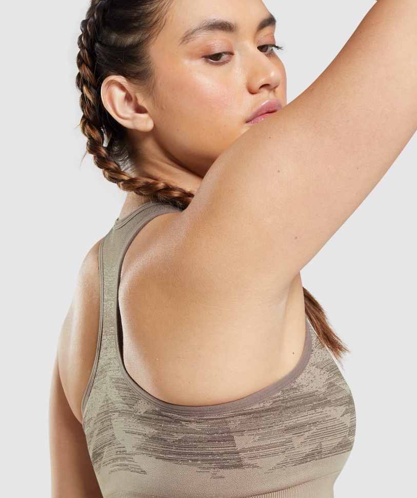 Gymshark προσαρμογή Ombre χωρίς ραφή αθλητικό σουτιέν σε καφέ τρίγωνο
