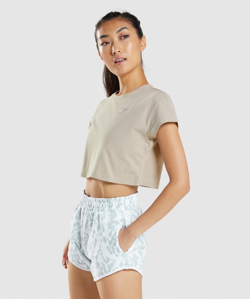 Gymshark ζώο γραφικό Crop T-shirt γκρι