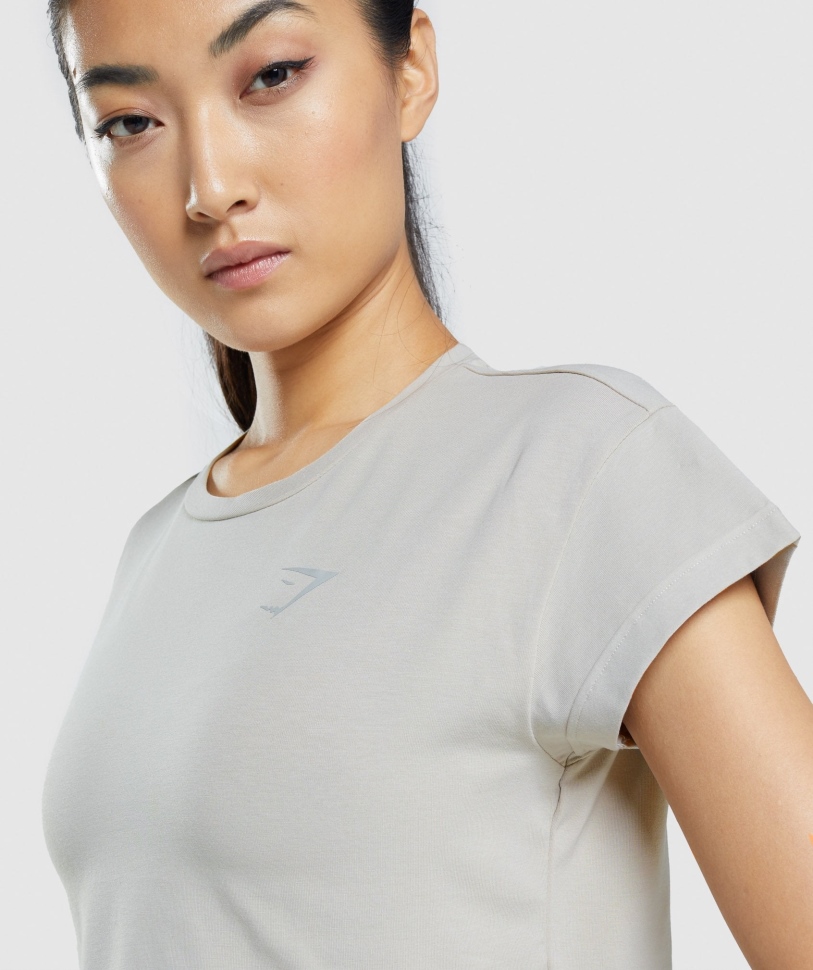 Gymshark ζώο γραφικό Crop T-shirt γκρι