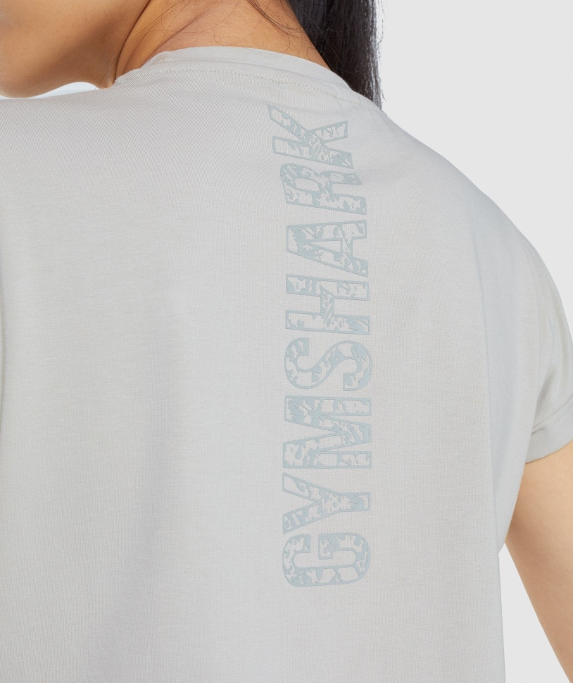 Gymshark ζώο γραφικό Crop T-shirt γκρι