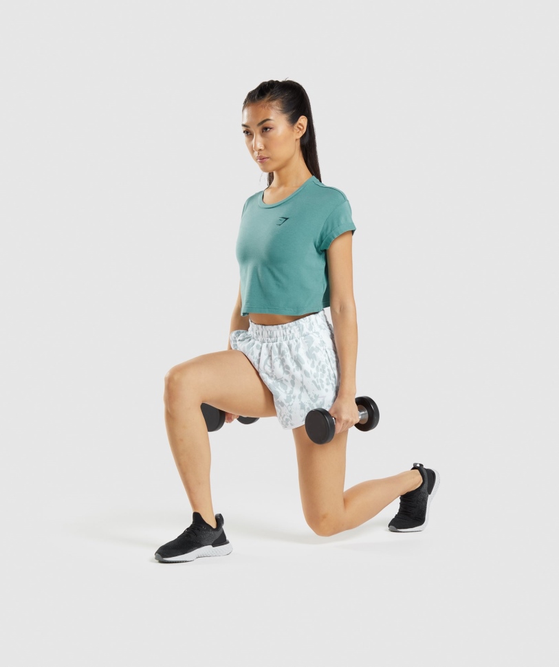 γαλαζοπράσινο μπλουζάκι γραφικό Crop ζώων Gymshark