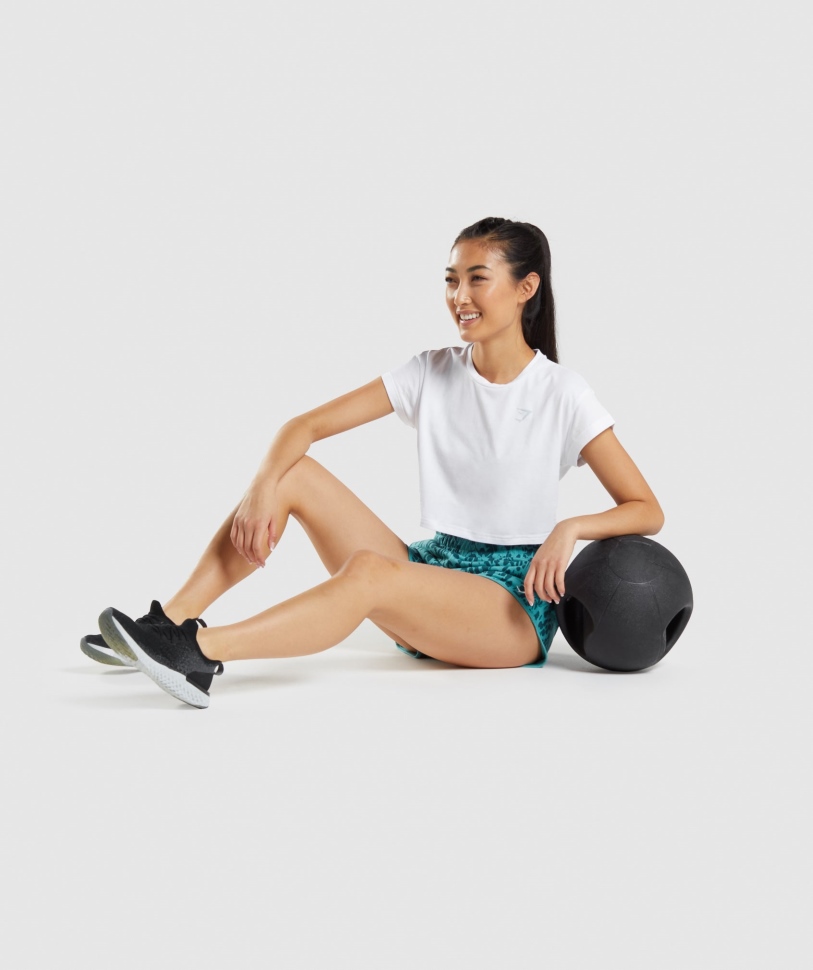 Gymshark ζώο γραφικό Crop T-shirt λευκό