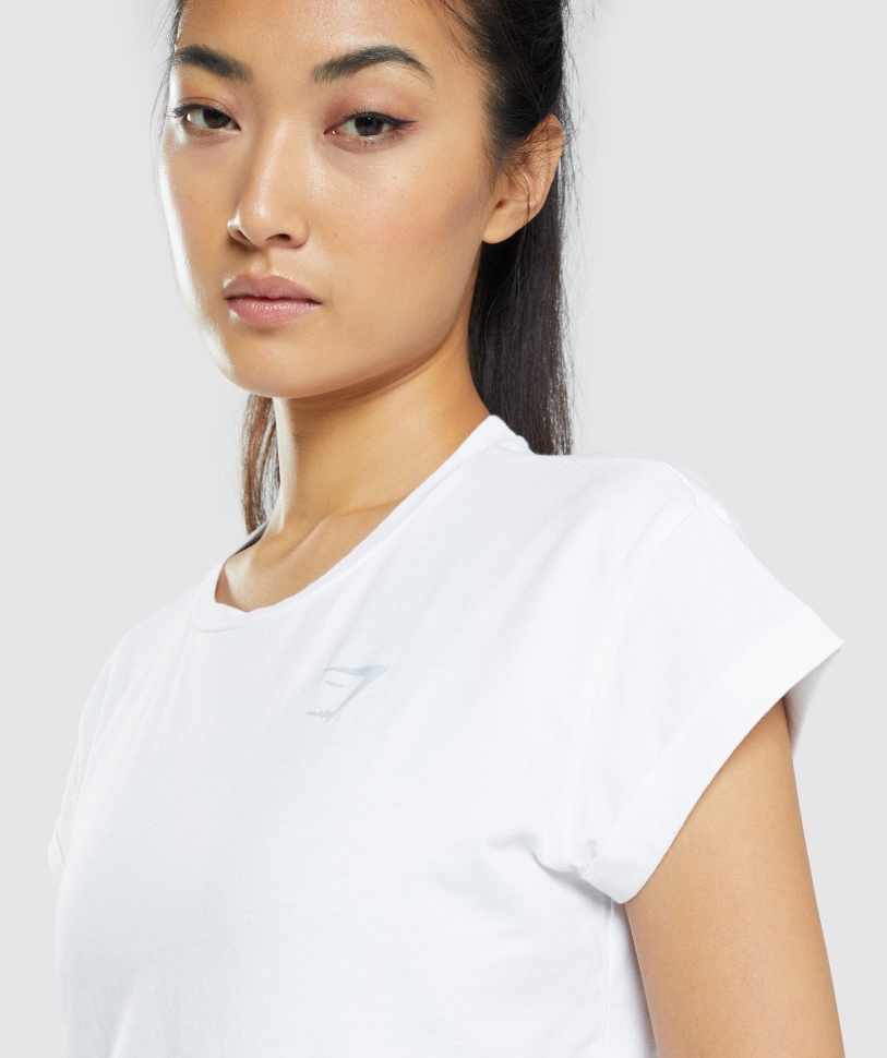 Gymshark ζώο γραφικό Crop T-shirt λευκό