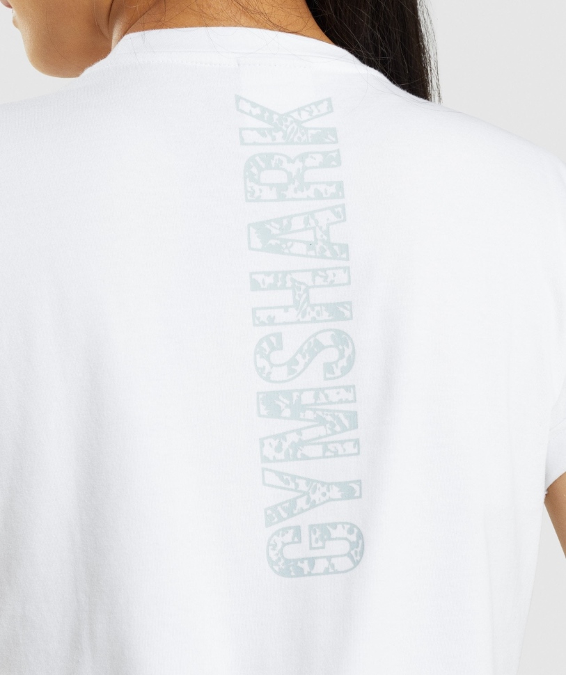 Gymshark ζώο γραφικό Crop T-shirt λευκό